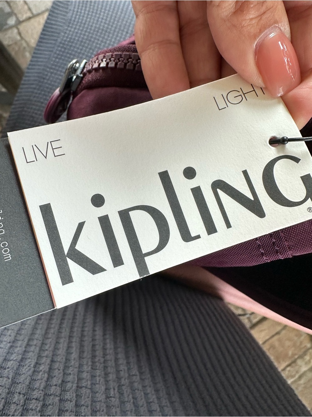 Kipling Plum Nylon Backpack - Casual Everyday Bag - Picture 5 of 6